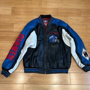 vintage New York Giants leather jacket by Carl Banks and G-III Size XL